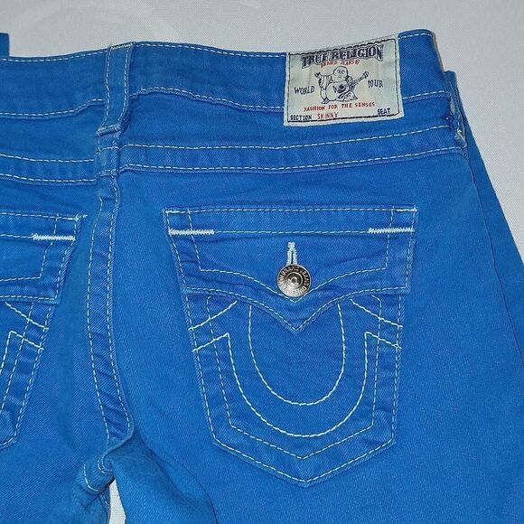 True Religion Skinny Jeans with Flaps Back Pockets Blue Size 28 - Picture 10 of 10